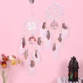 Handmade Tree of Life dreamcatchers with white feathers and natural stone accents - MS9053B Lace Style