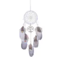 Handmade Tree of Life dream catcher wall hanging with colorful beads and grey feathers - MS9053A Bead Style