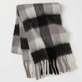 Thick black, grey, and white plaid scarf with long tassels for winter warmth - Black White Grey Plaid (50#) / 39x240cm