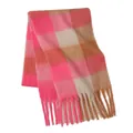 Pink and beige checkered mohair scarf with tassels for winter warmth and fashion - Pink Beige Orange Gentle Plaid (34#) / 39x240cm