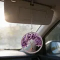 Car rearview mirror hanging decor featuring a purple crystal tree of life with metal wire - Purple Car Tree of Life (MS9185Q)
