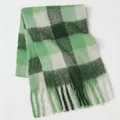 Thick green and white plaid scarf with fringe, soft mohair texture for winter warmth - Green White Fresh Plaid (53#) / 39x240cm