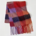 Bufanda gruesa a cuadros con flecos rojos y morados estilo mohair para el invierno - Cuadros Rojo Púrpura Naranja Azul (17#) / 39x240cm