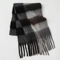 Plaid tassel scarf in black and grey mohair-style thick knit for autumn winter - Black Dark Grey Light Grey Plaid (58#) / 39x240cm