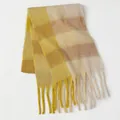Thick plaid scarf in yellow, beige and brown with soft fringe tassels for winter - Yellow Beige Brown Warm Plaid (28#) / 39x240cm