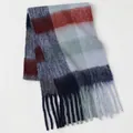 Plaid tassel scarf in red, grey, and navy blue wool blend for autumn and winter warmth - Red Grey Blue Thick Plaid (30#) / 39x240cm