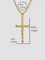 Gold cross pendant necklace dimensions 4.3cm height and 50cm chain length detailed view - Box Chain (50cm) / Gold