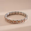 Detail of stainless steel charm bracelet featuring hand-painted Corgi dog enamel links - Stainless Steel Corgi Pattern Bracelet (Style 1)