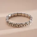 Detail of Italian charm bracelet with stainless steel links and cute pug enamel charm - Stainless Steel Pug Pattern Bracelet (Style 3)