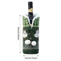 Housse de bouteille de vin de Noël tricotée verte avec bonhomme de neige et pompons - Vert