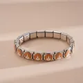 Macro detail of stainless steel links with Beagle dog enamel charms on a modular bracelet - Stainless Steel Beagle Pattern Bracelet (Style 5)