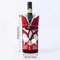 Housse de bouteille de vin tricotée avec renne et flocon de neige, 24x12 cm - Rouge