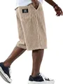 Pantaloncini uomo in velluto a coste kaki, vestibilità ampia vintage con tasche laterali - S / Cachi