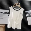 Conjunto de verano modal para niños con camiseta blanca y pantalón corto de oso - Conjunto Sin Mangas - Blanco Marfil / Talla 80