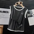 Conjunto de ropa de casa para niños en modal gris oscuro con camiseta y pantalones - Talla 80 / Gris humo