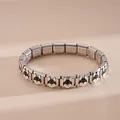 Italian style stainless steel link bracelet featuring colorful Shiba Inu dog patterns - Stainless Steel Shiba Inu Pattern Bracelet (Style 7)