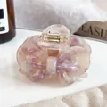Pink and purple marble acetate bow hair claw clip with golden metal spring - 6cm / Diamond Purple