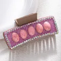 Detail of pink glitter hair claw clip with faux stone inlay and colorful rhinestones - Pink Sequin Five Pink Stones Style (F731-13)