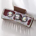 Cow print faux fur hair claw clip featuring iridescent gems and crystal detailing - Cow Print Three Rainbow Gemstones Style (F731-17)