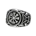 Anello con sigillo bussola vichinga Vegvisir retrò da uomo in acciaio inossidabile - US 7 / Color Acciaio