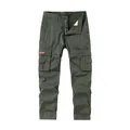 Men's army green cargo pants with multi-pocket design and durable cotton fabric - EU 38 / Army Green