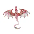 Vintage pink and white enamel dragon brooch with sparkling crystal embellishments - Pink-White Gradient