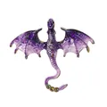 Vintage purple enamel flying dragon brooch with crystal accents for men's suits - Purple Style