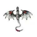 Vintage enamel flying dragon brooch with colorful rhinestones for men's suits and coats - Grey Marble