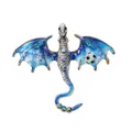 Detailed vintage blue enamel dragon brooch featuring a soccer theme and rhinestones - Football Style