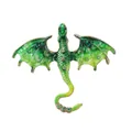 Vintage green enamel dragon brooch pin with crystal accents for men's suit jacket - Green-Yellow Gradient