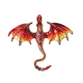Retro red and yellow enameled dragon brooch pin with sparkling rhinestone accents - Red-Yellow Gradient