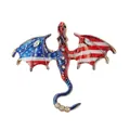 Vintage enamel dragon-shaped brooch featuring American flag wings and crystals stones. - US Flag Style