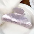 Lavender purple marble acetate hair claw clip with gold glitter on white silk background - Smoky Purple / 9cm