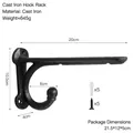Retro black cast iron dragon shelf bracket with mounting screws and wall anchors - Cast Iron Hook Storage Bracket 7690