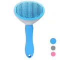 Self-cleaning cat grooming brush with blue non-slip handle and massage needles - PP Slicker Brush (Bagged) / Blue