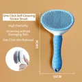 Blue self-cleaning pet brush with fine metal needles and non-slip handle for cat grooming - TPR Slicker Brush (Bagged) / Blue