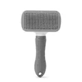 Gray and white self-cleaning pet brush with fine metal bristles and non-slip handle - Square Head Slicker Brush / Gray