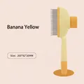Banana Yellow self-cleaning pet brush with fine metal bristles and ergonomic handle - Long and Short Teeth Comb / Yellow