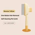 Banana yellow self-cleaning pet grooming brush with high-density bristles and ergonomic handle - Flat Teeth Comb / Yellow