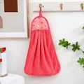 Roze koraalvlies keukenhanddoek met appelpatroon en ophanglus aan een haakje - 28x38 / Helder Rood