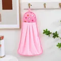 Roze koraalvlies hangende handdoek met appelpatroon en absorberende microvezel textuur - 28x38 / Roze