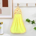 Gele koraalvlies hangende handdoek met fruitpatroon en handige lus voor de keuken - 28x38 / Geel