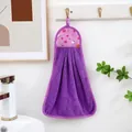 Purple coral velvet hanging hand towel with red apple pattern for kitchen use - 22x35 / Dark Purple