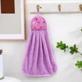 Purple coral velvet hanging hand towel with fruit pattern top and absorbent fabric - Special Offer Style / Light Purple