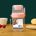Tazza per insalata rosa a doppio strato 500ml+300ml con cucchiaio e laccetto portatile - Rosa a doppio strato
