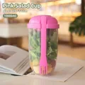 Pink 1000ml portable salad cup with spoon and fork for overnight oats and snacks - Single Layer Pink