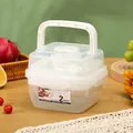 Double-layer 1300ml clear salad cup with top divider and handle for meal prep - White Salad Box