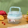 Sky blue 1300ml double-layer portable salad cup with handle and sauce container - Blue Salad Box