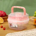 Pink double-layer portable salad cup 1300ml with handle and cutlery for healthy meals - Pink Salad Box