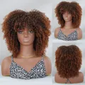 Short curly afro wig for black women featuring honey brown ombre gradient spring curls - Orange Ombre